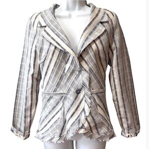 Mystree Woven Striped Button Front Blazer with Floral Lining Ladies Medium